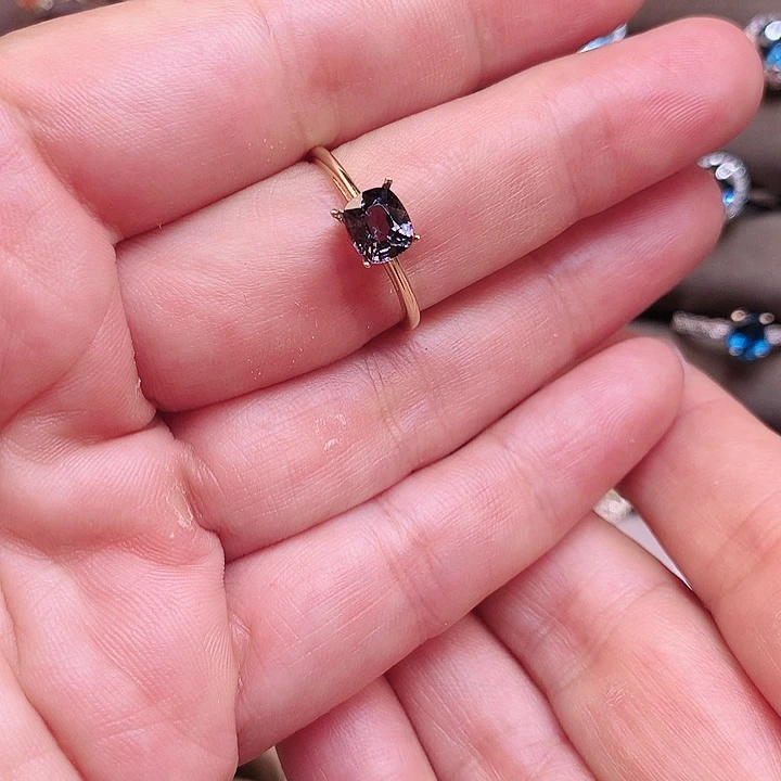 清***欢尖晶石戒指银S925镶嵌