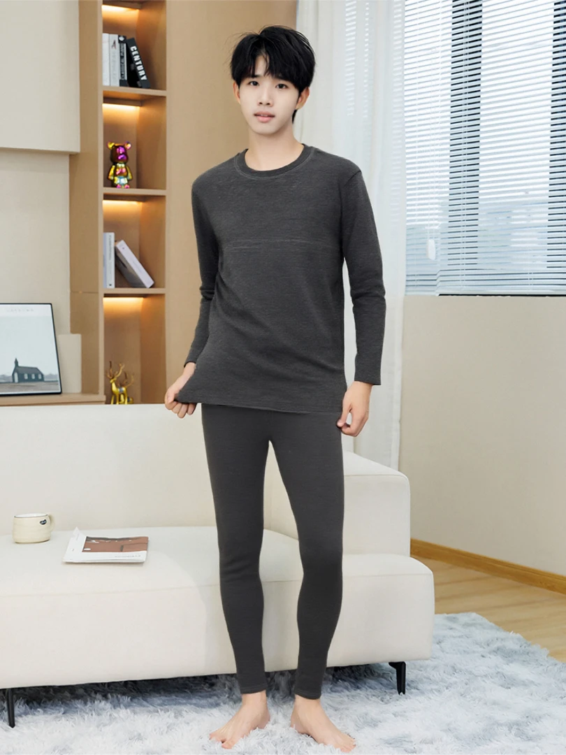 男士套装保暖加绒时尚亲肤舒适休闲圆领家居内搭N886