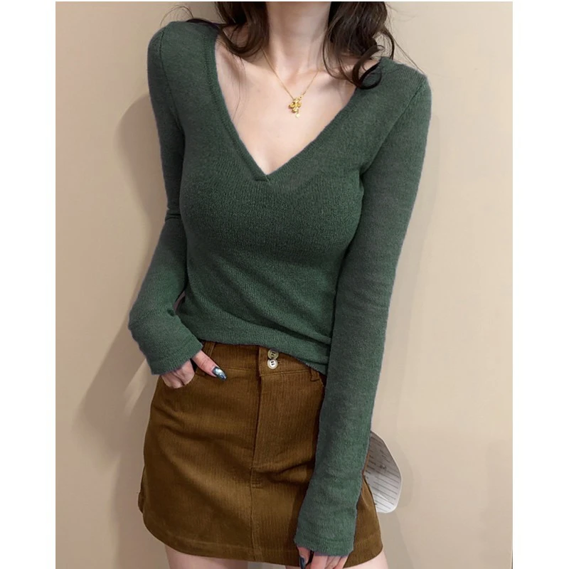 迪士意V领轻薄自发热长袖修身秋冬打底衫长袖修身显瘦