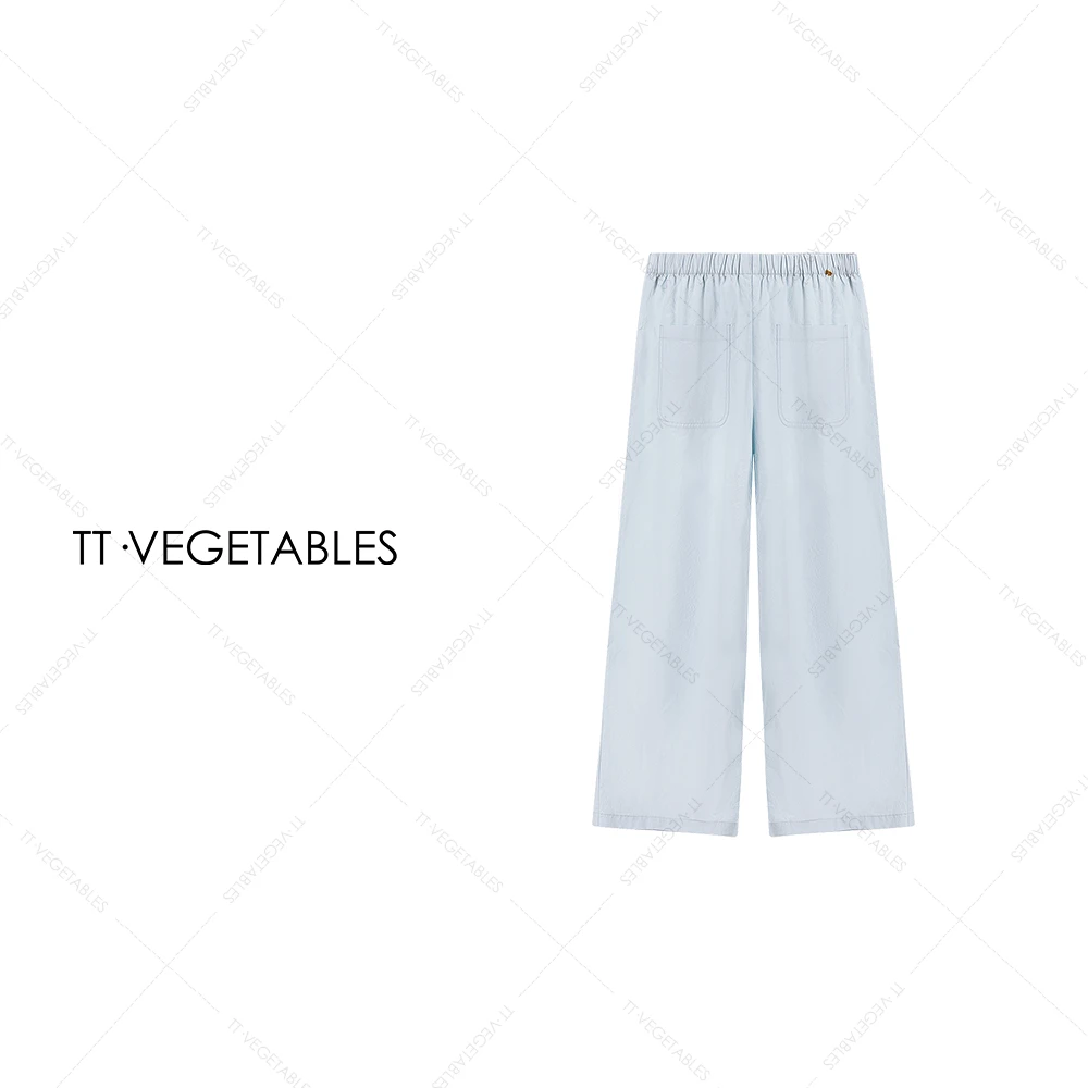 TT・VEGETABLES【序白】匹马棉纯色直筒裤休闲百搭阔腿裤子515844