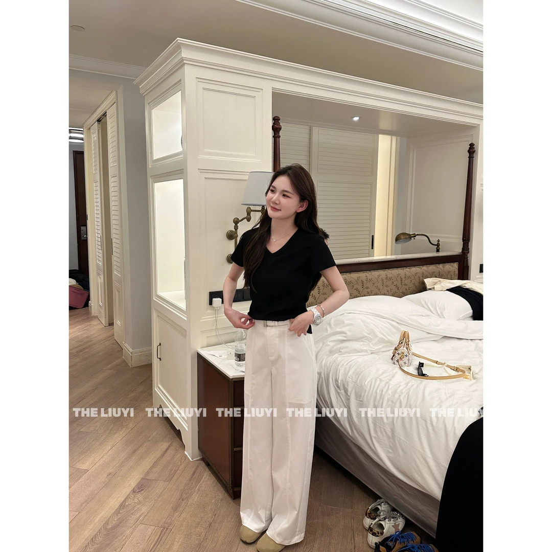 【LIUYI】甜酷工装裤~高腰窄版直筒休闲裤51048