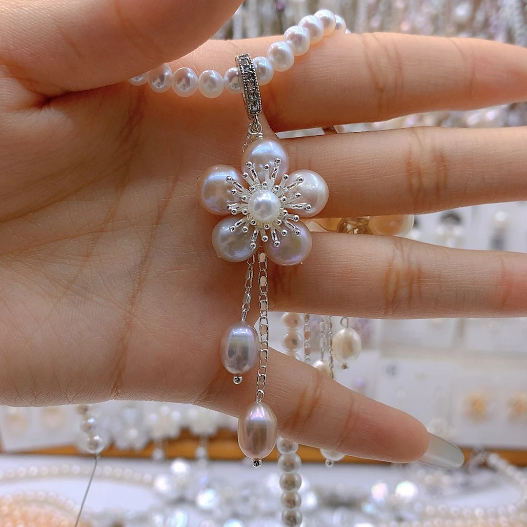 银S925镶嵌淡水珍珠发饰