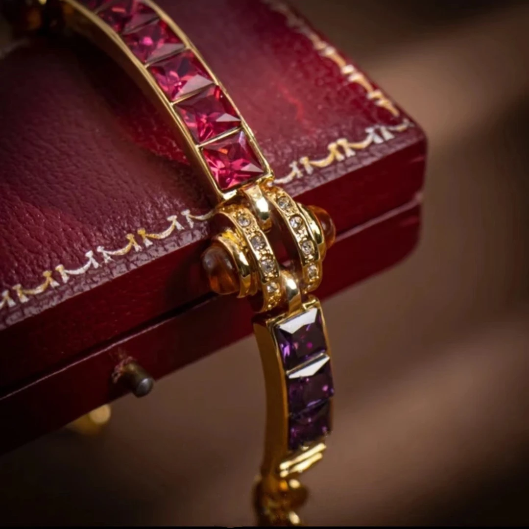 铜合金手链 红色配套昼夜戒指玫红紫色手链