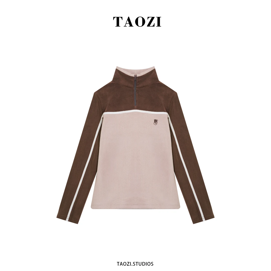 【汶汶】2025秋冬新款百搭加绒加厚长袖上衣TZD493