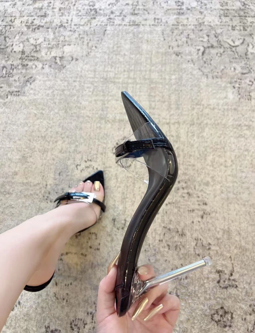 2025新款气质绝美百搭轻奢凉鞋一字带黑色高跟细跟凉拖鞋女外穿