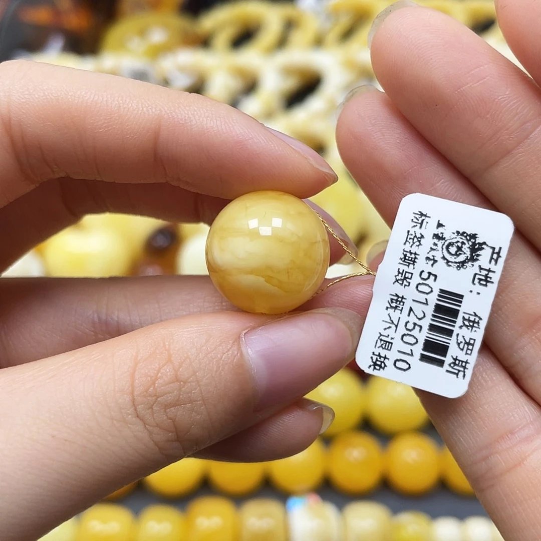 未镶嵌蜜蜡裸石圆珠16.7mm冰片