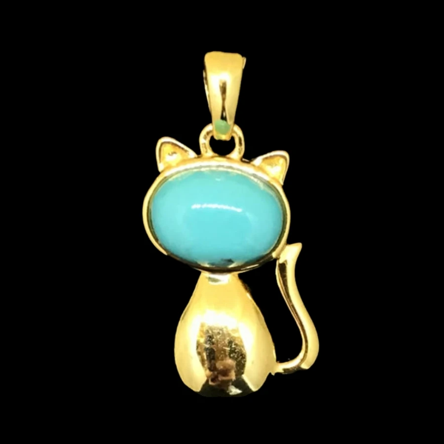 吊坠925银 S925银镀金睡美人小喵咪可爱百搭女款吊坠  不含链