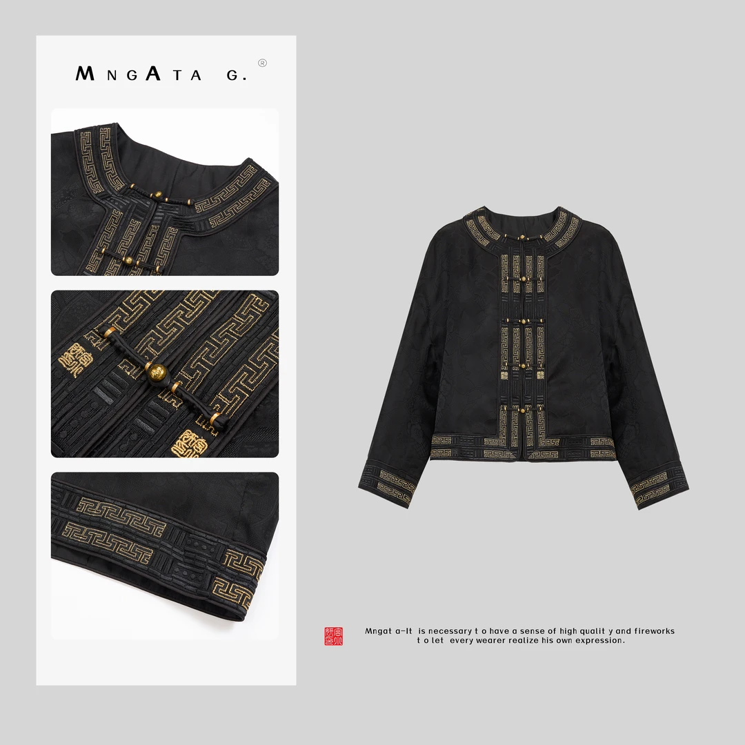 MNGATA G.宫小妍【乾坤】真丝欧根纱新中式中国风百搭外套X280587