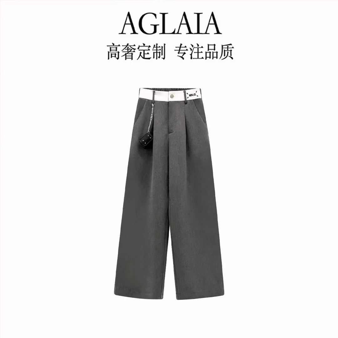 AGLAIA~秋季新款设计师高级经典老钱风休闲时尚简约休闲裤女8181
