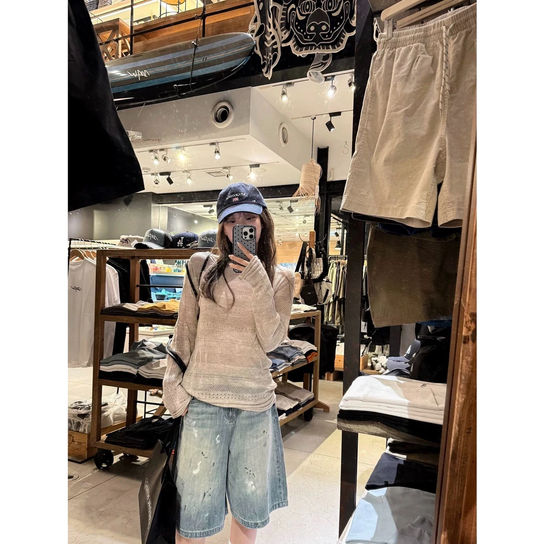 重工镂空提花针织罩衫女夏季新款设计感小众修身显瘦长袖上衣