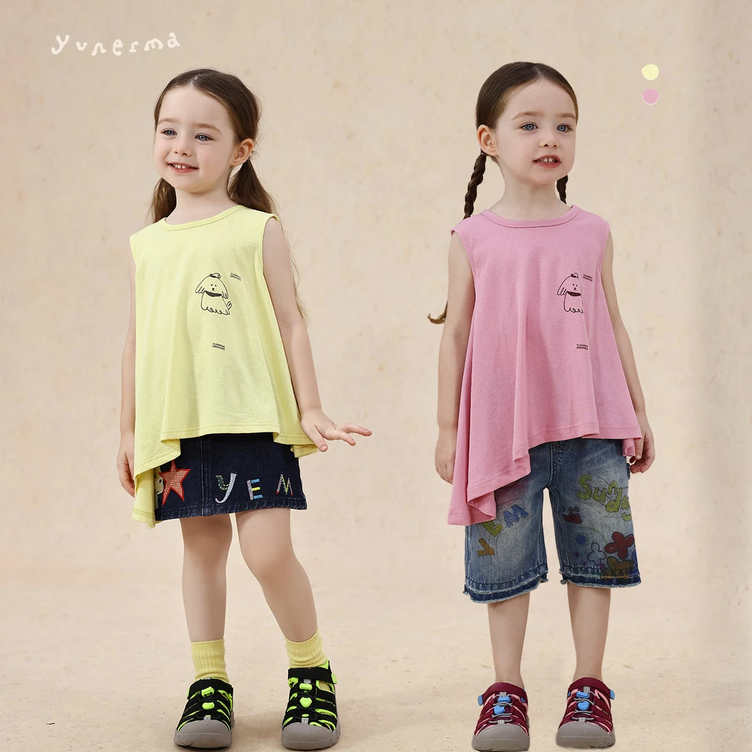 宝宝夏季小众纯棉印花背心裙允儿妈女童新款背心女孩上衣儿童童装