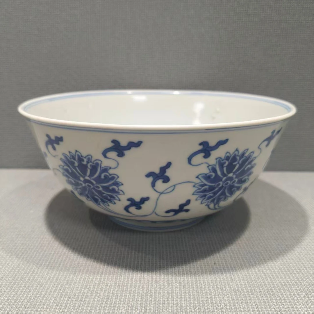16 90 清道光 青花缠枝莲纹碗-516
