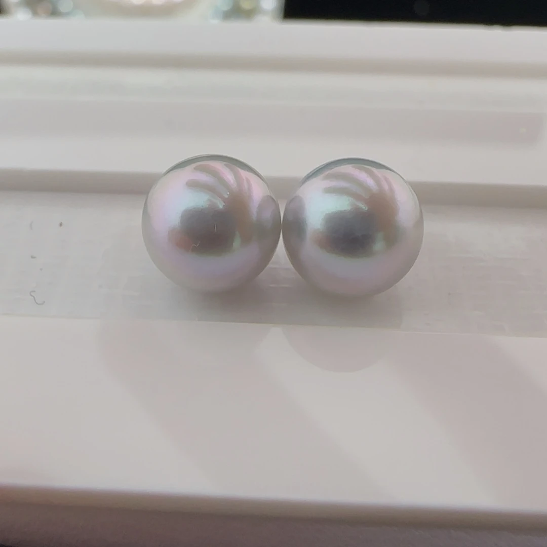 未镶嵌Akoya真多麻海水对珠7.8正圆海水珍珠