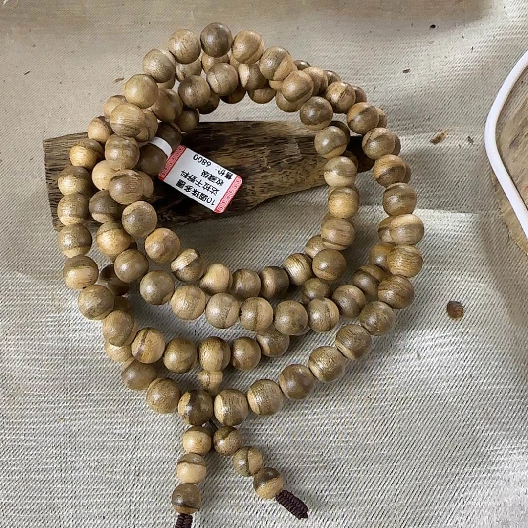 沉香碎屑沉香勾丝➕正区达拉干10圆珠多圈收藏级108颗