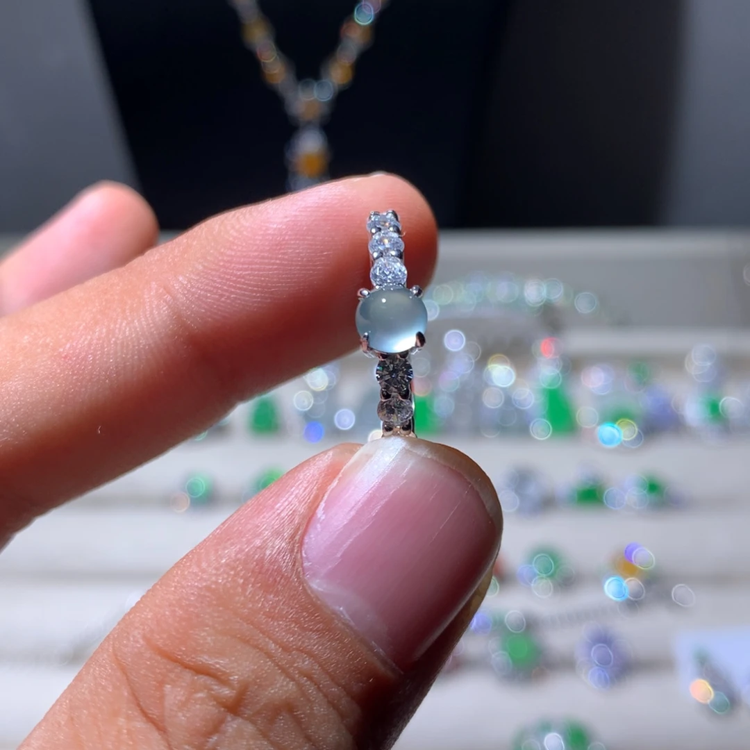 翡翠银S925镶嵌耳饰52