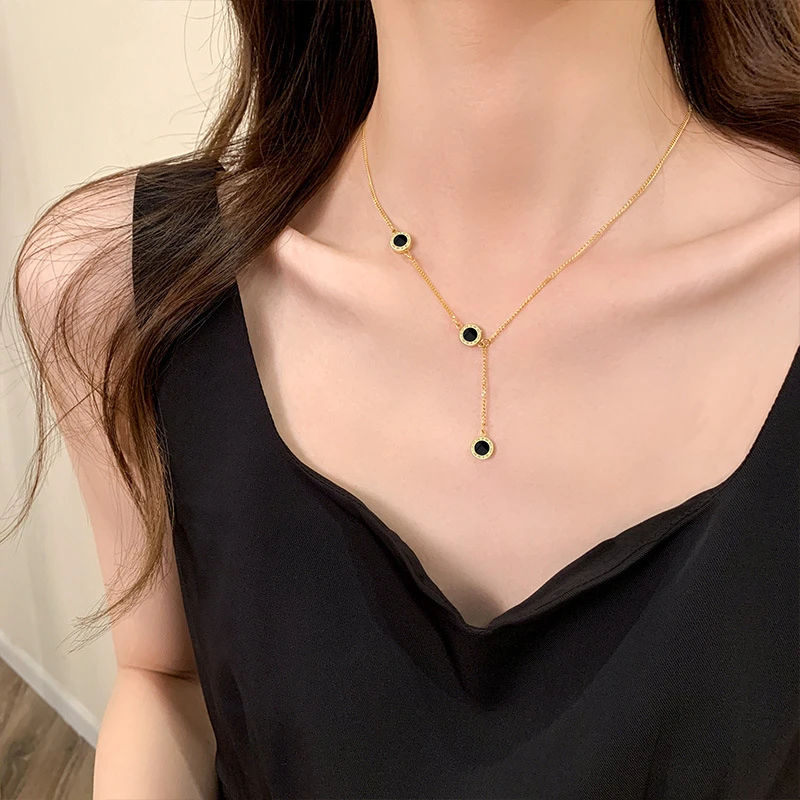 罗马数字流苏项链不掉色侧身链