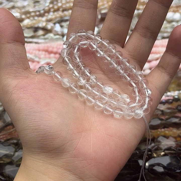 玛瑙/玉髓未镶嵌珠宝半成品一条6mm左右白水晶带棉