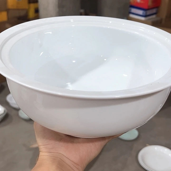 瓷片高白泥9.5英寸大汤碗两个微瑕包邮