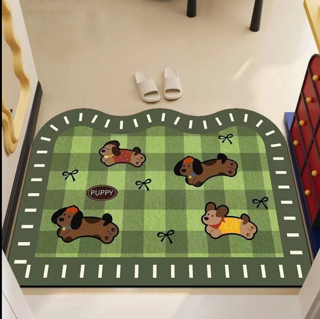 到手两件 卡通狗狗40*60厘米硅藻泥底 新款卡通吸水可爱风格脚垫