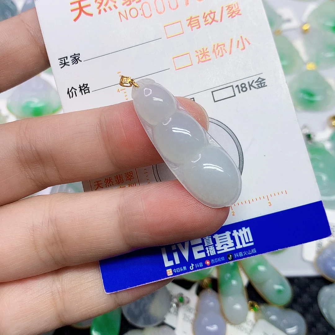 翡翠18K金镶嵌颈饰豆子