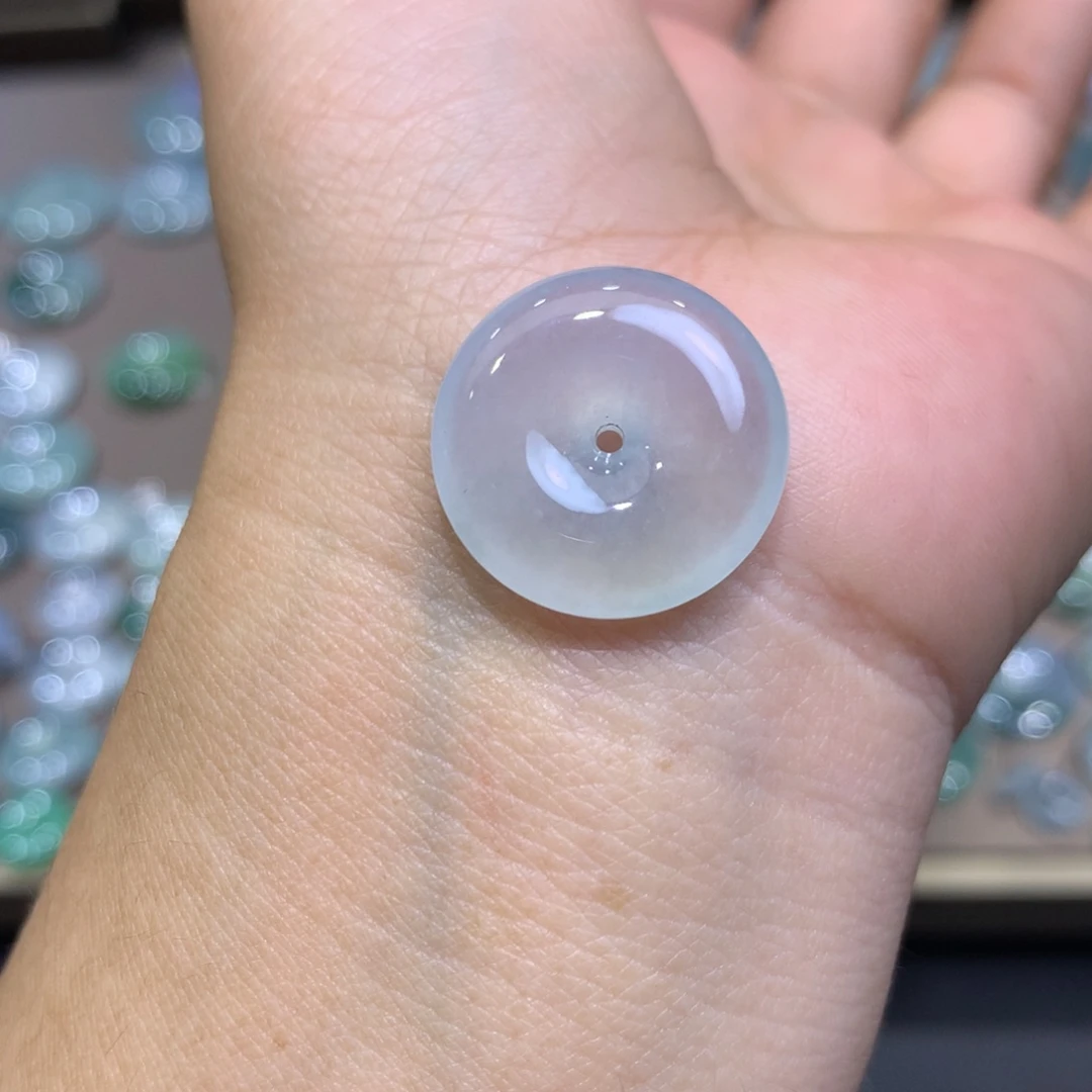 过***友翡翠未镶嵌颈饰平安扣19.9*5.5