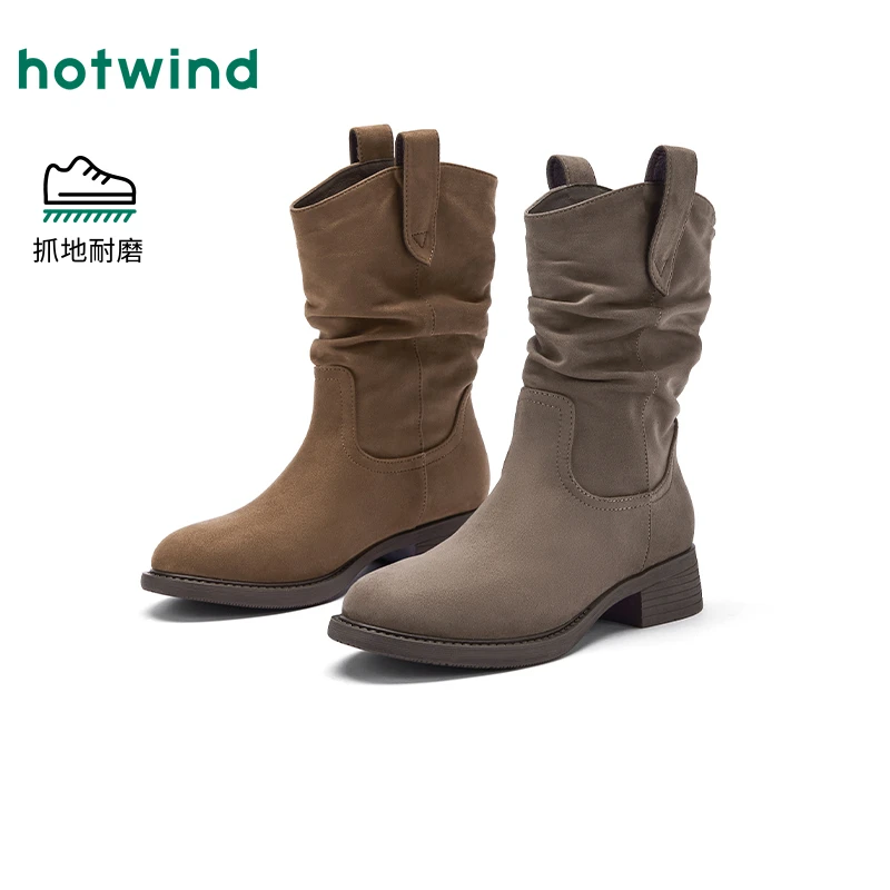 【懒人必备】2025年秋冬季西部牛仔靴皮质中筒复古琥珀流光风女靴子