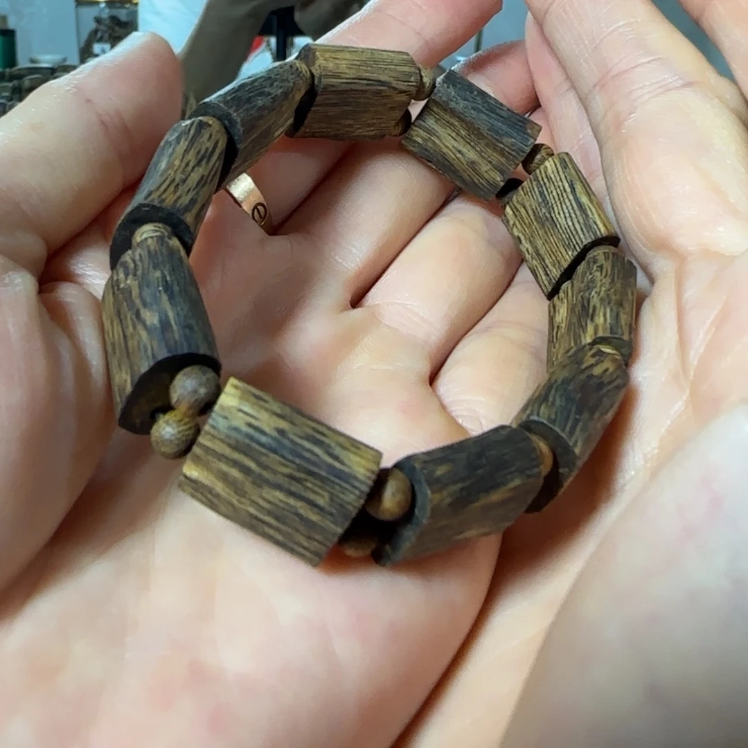 手串沉香绿奇楠沉香手牌珠单圈10克+手串