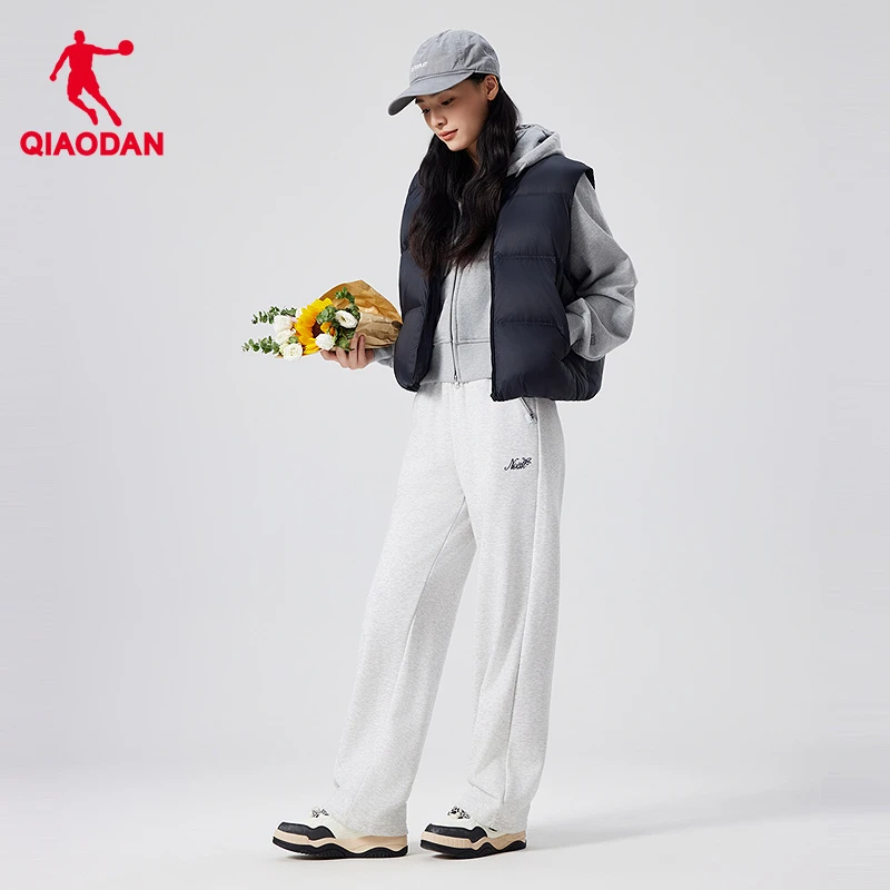 阔腿直筒加绒长裤女生休闲抽绳两穿平收口2025秋冬新款保暖