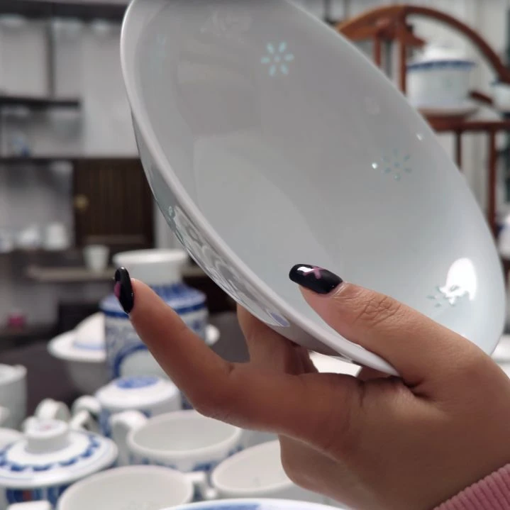 陶瓷繁花似锦白胎7寸窝盘两只装