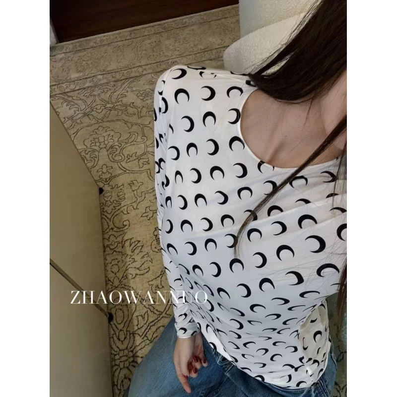 ZHAO WANNUO 丨秋季新款月亮打底衫长袖上衣（偏小拍大）NC0939