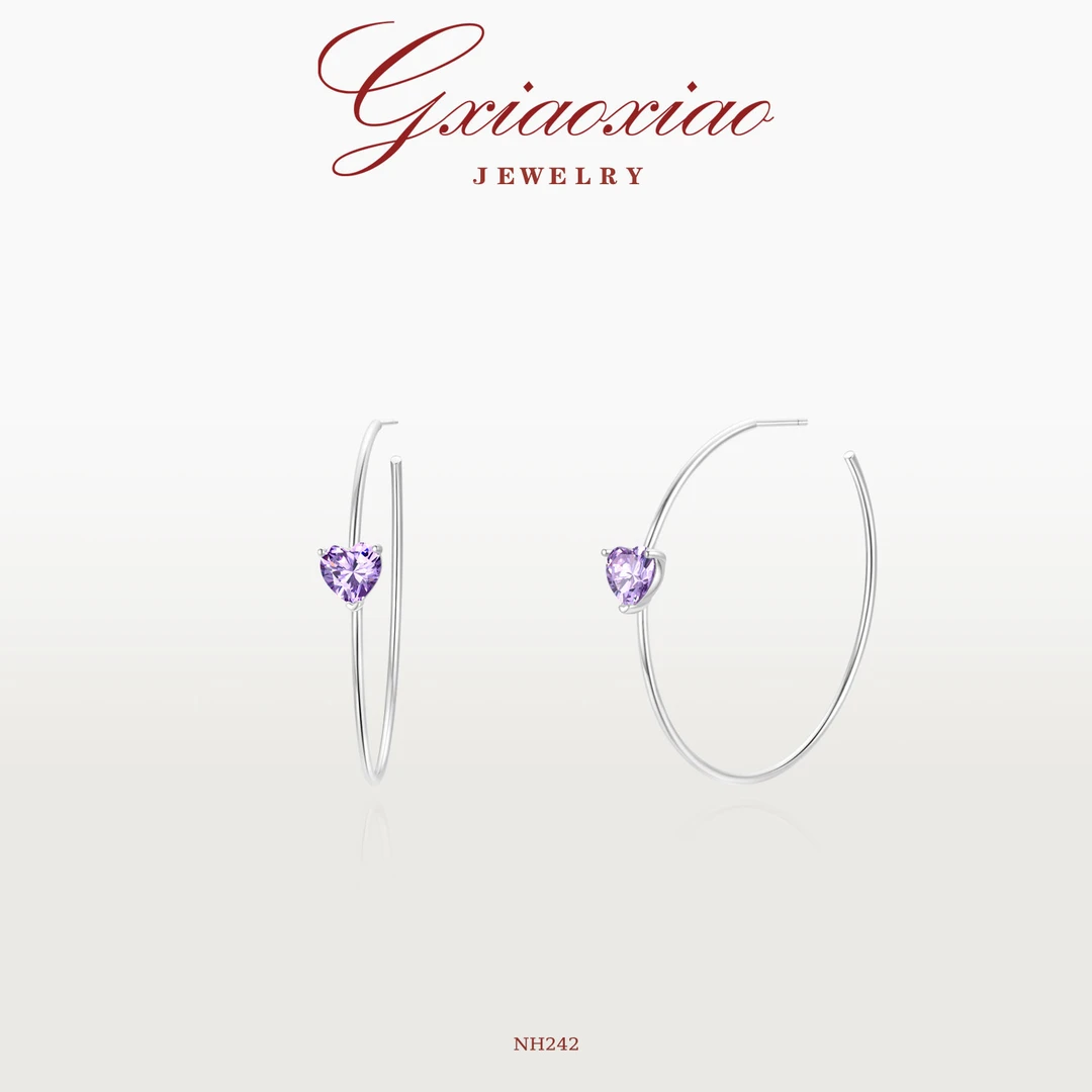 G XIAOXIAO 镀K金 时尚气质高级百搭紫色爱心C圈耳环 NH242