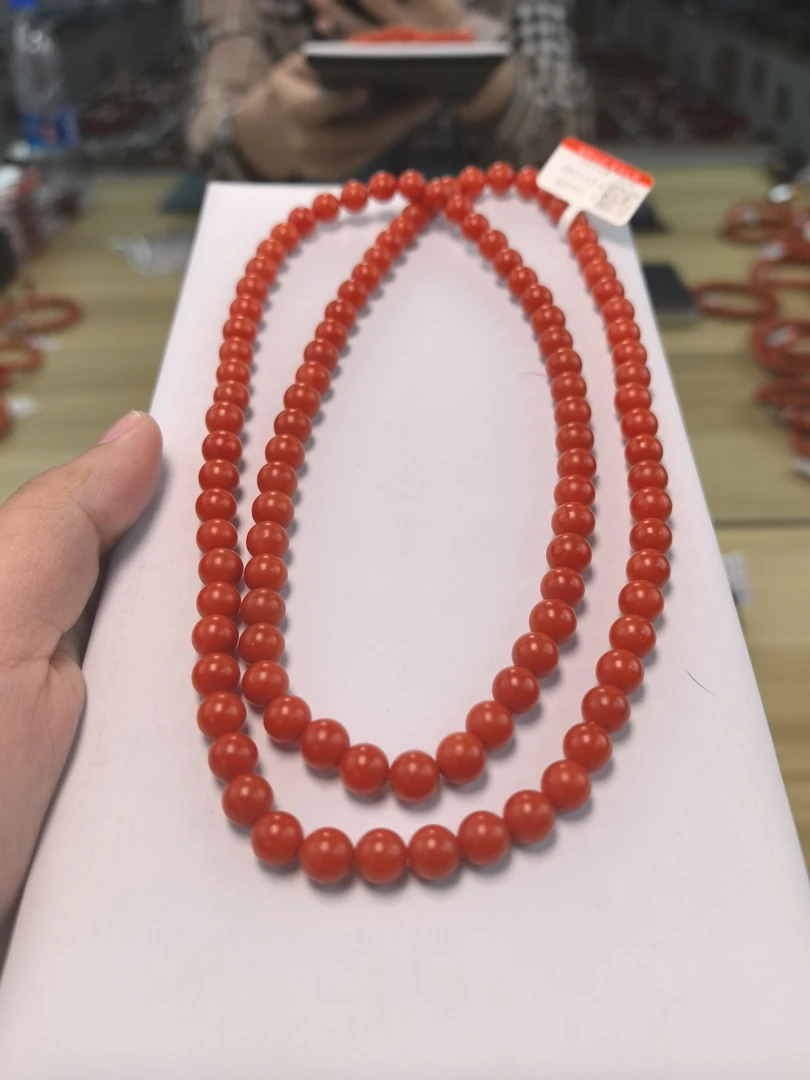 【小刘南红】保山南红精品典藏哑光圆珠多圈 7mm多样性发一