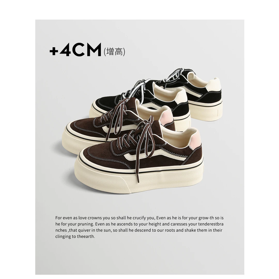 TOUCH MISS真皮厚底德训鞋女2025新款秋冬季增高芭蕾阿甘运动板鞋