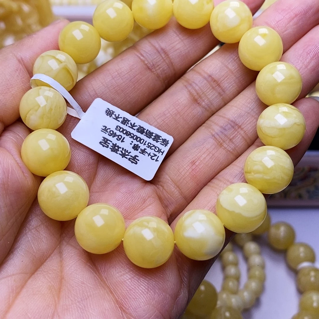 蜜蜡未镶嵌手串12圆珠手串