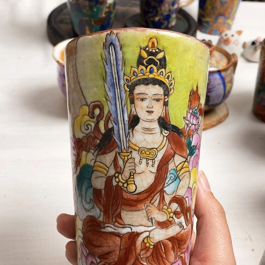 手工手绘虚空藏茶杯