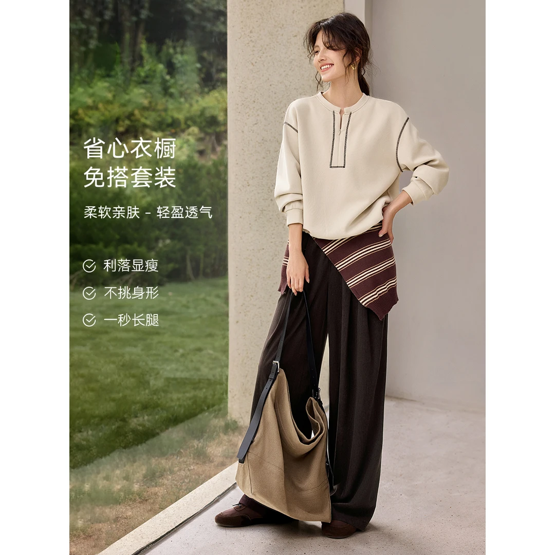 XWI/欣未【立体包容兼备舒适休闲套装】撞色卫衣搭配灯芯绒裤子套装