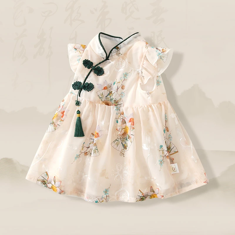 女童夏装新中式中国风旗袍裙子女宝宝周岁抓周服婴儿夏季连衣裙