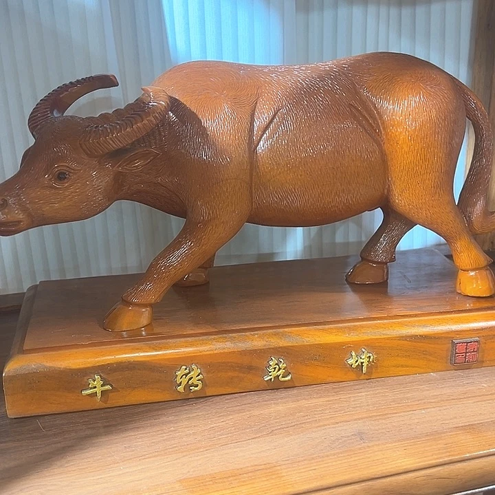 木花梨木底座牛一套