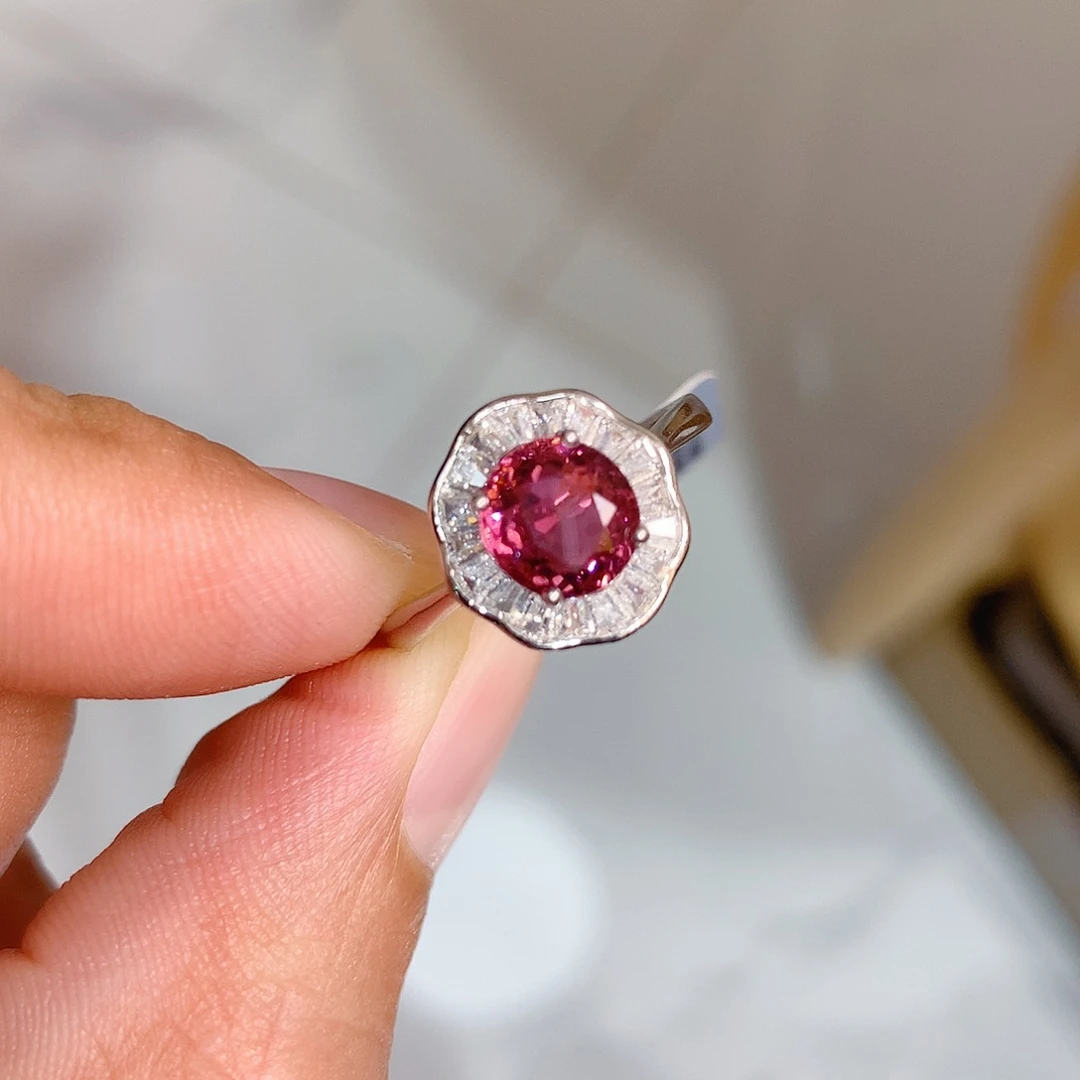 碧玺银S925镶嵌戒指戒指