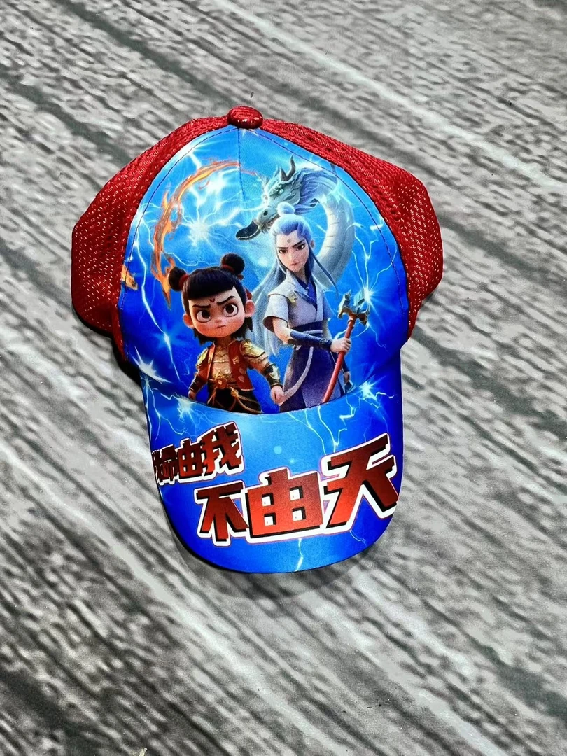 儿童夏季户外遮阳透气帽子哪吒敖丙防晒印花网帽卡通挪吒运动帽潮