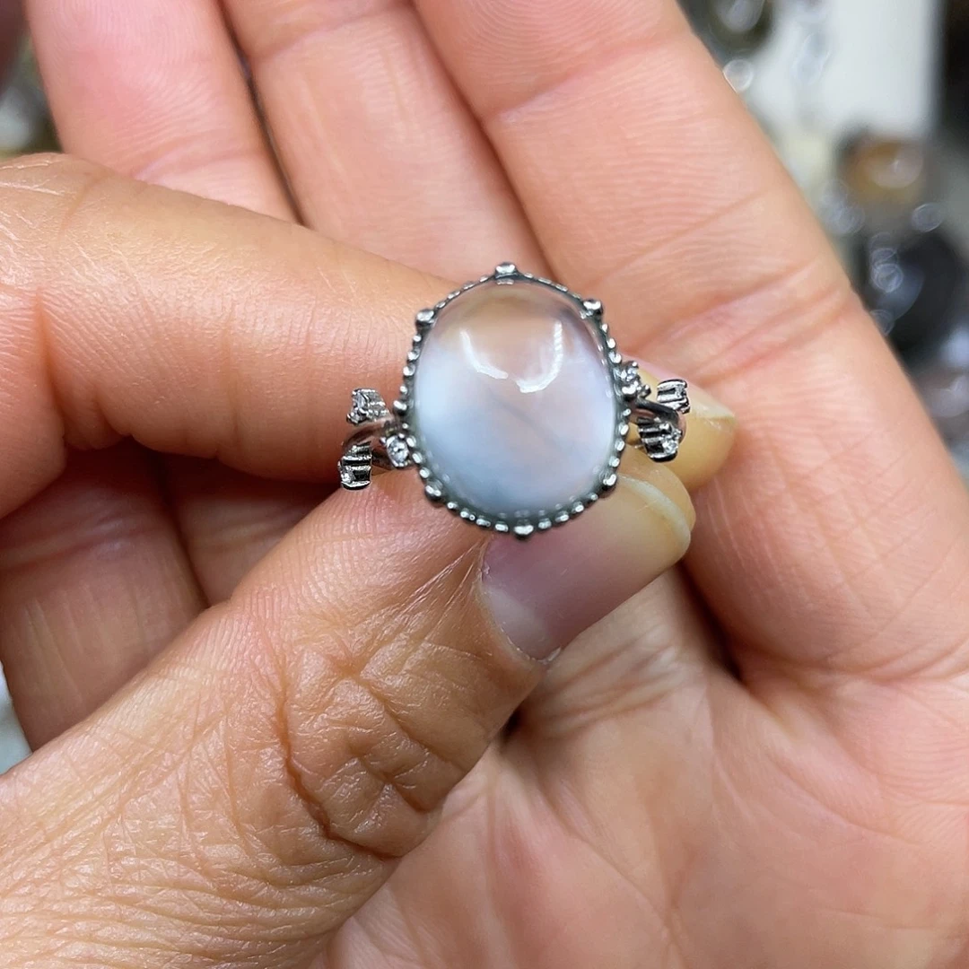 【闪购商品】银S925镶嵌珠宝半成品水晶戒指