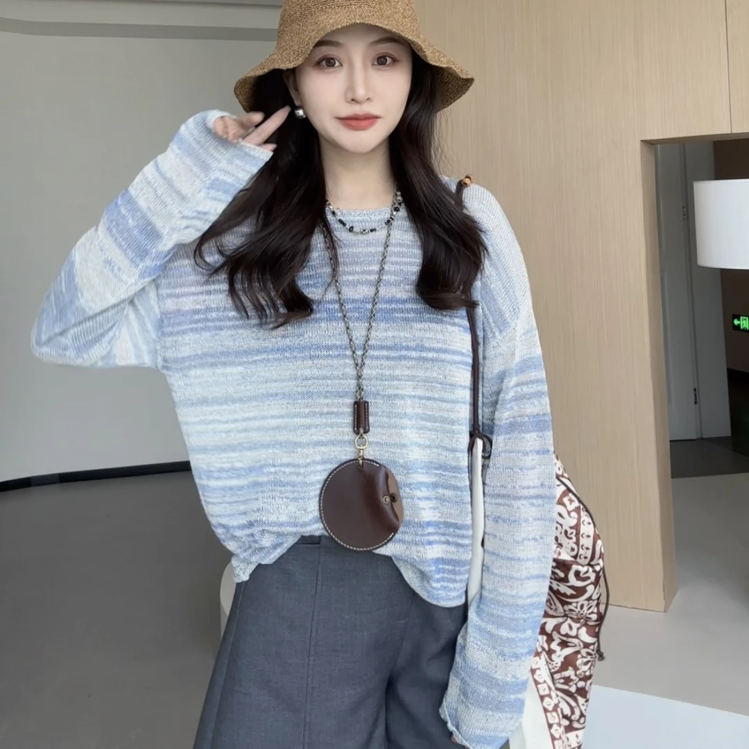 【海底滤镜】镂空透气圆领针织套头罩衫时尚休闲夏季薄款上衣女防晒