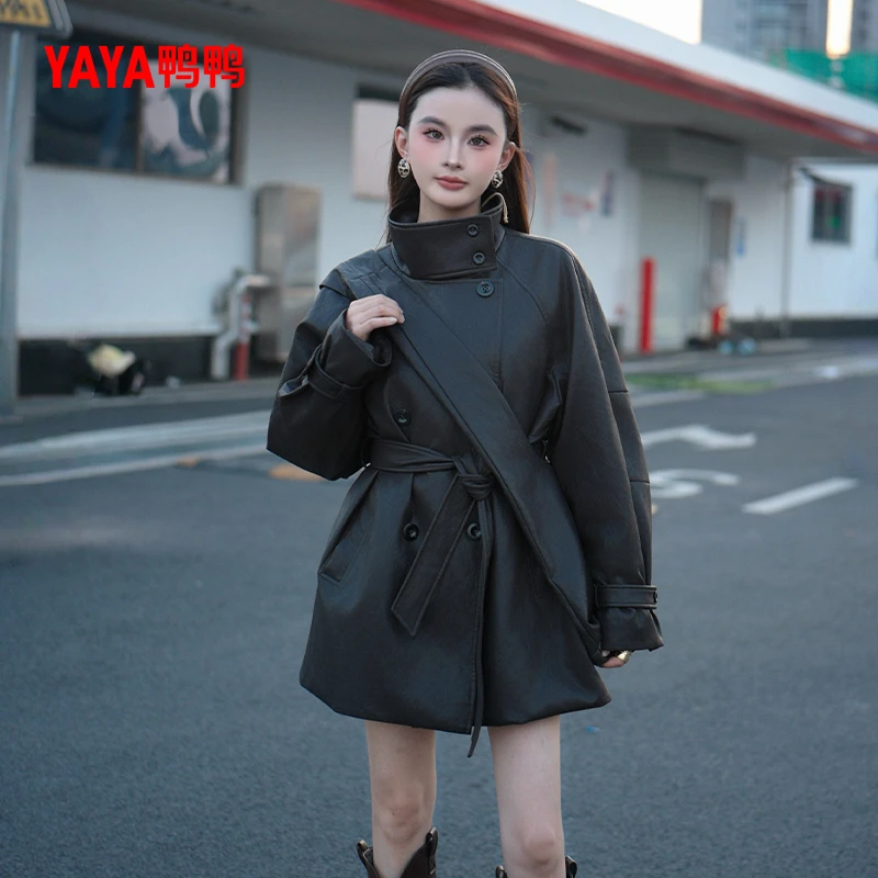 YAYA/鸭鸭羽绒服女中长款秋冬季时尚收腰显瘦气质外套YE5B608795E