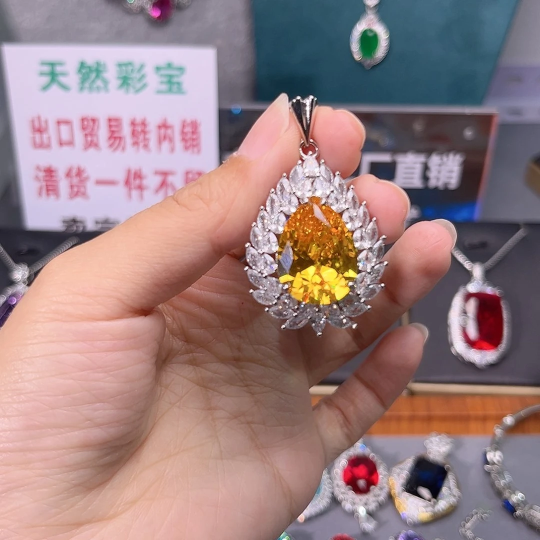 蓝宝石颈饰银S925镶嵌t 19