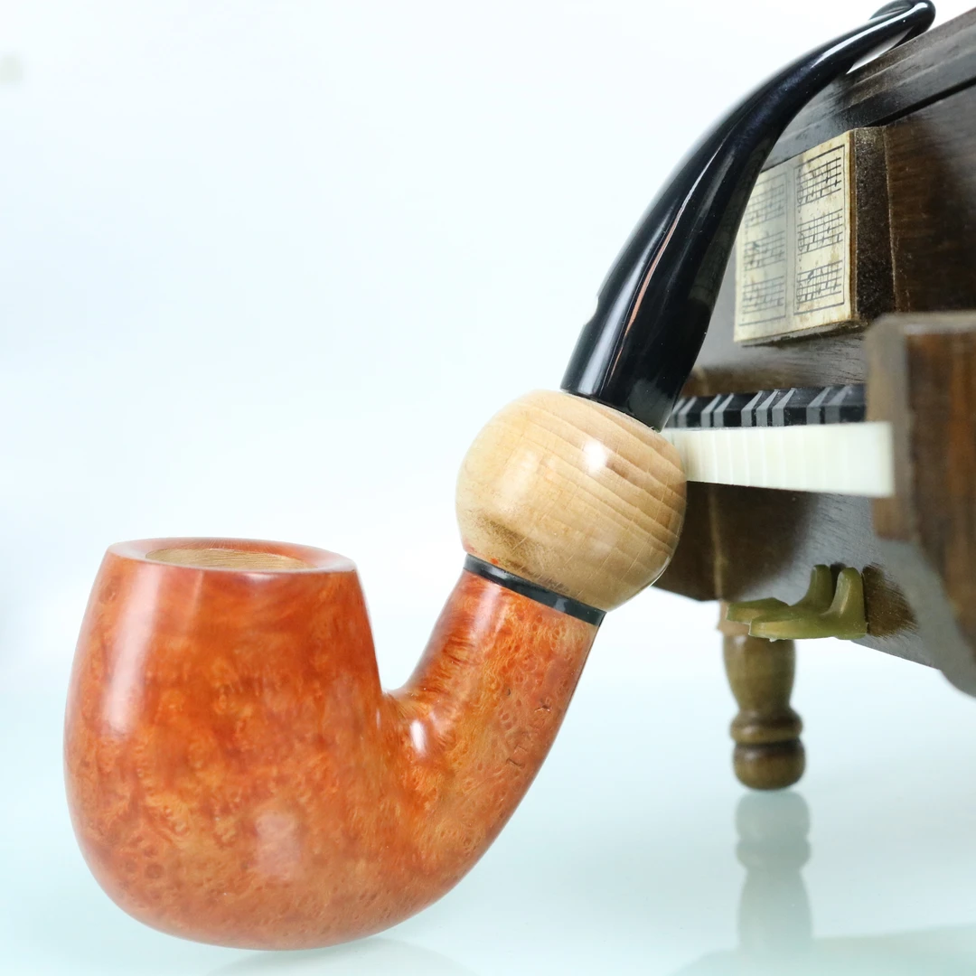 意大利阿梅里尼大师经典匈牙利大弯原木色手工石楠木烟斗