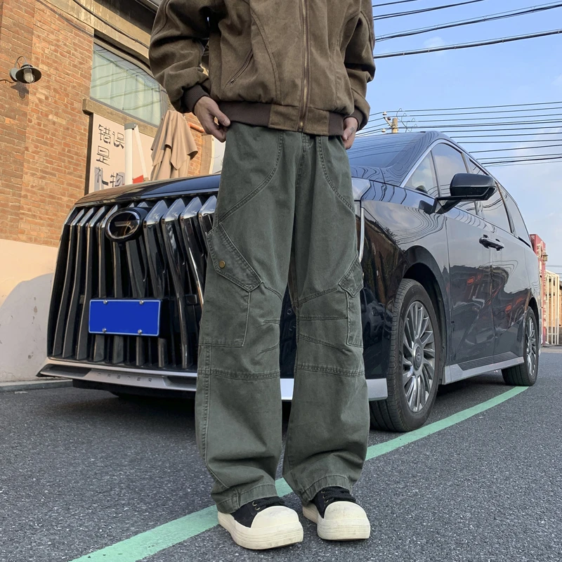 PLQV新款2025美式重工宽松直筒休闲裤工装裤宽松运动潮流复古百搭