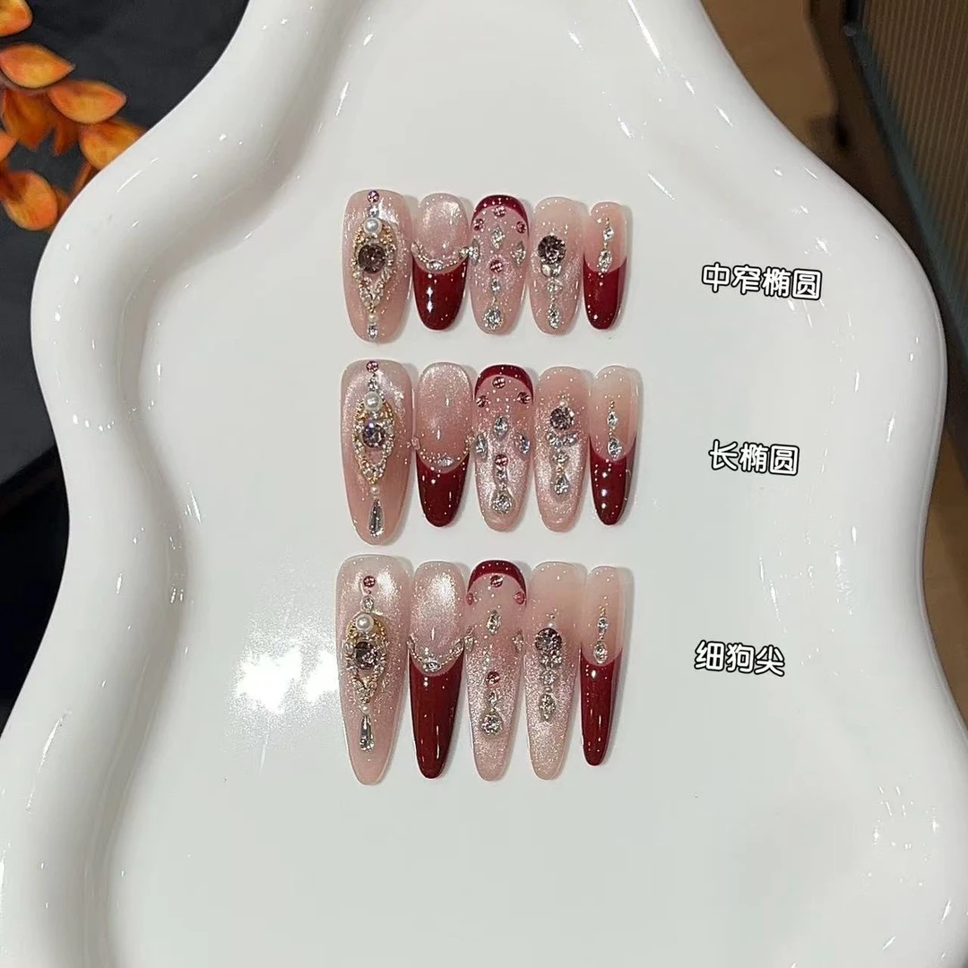 红丝绒酒红法式冰透猫眼千金名媛高级感2025秋冬轻奢款