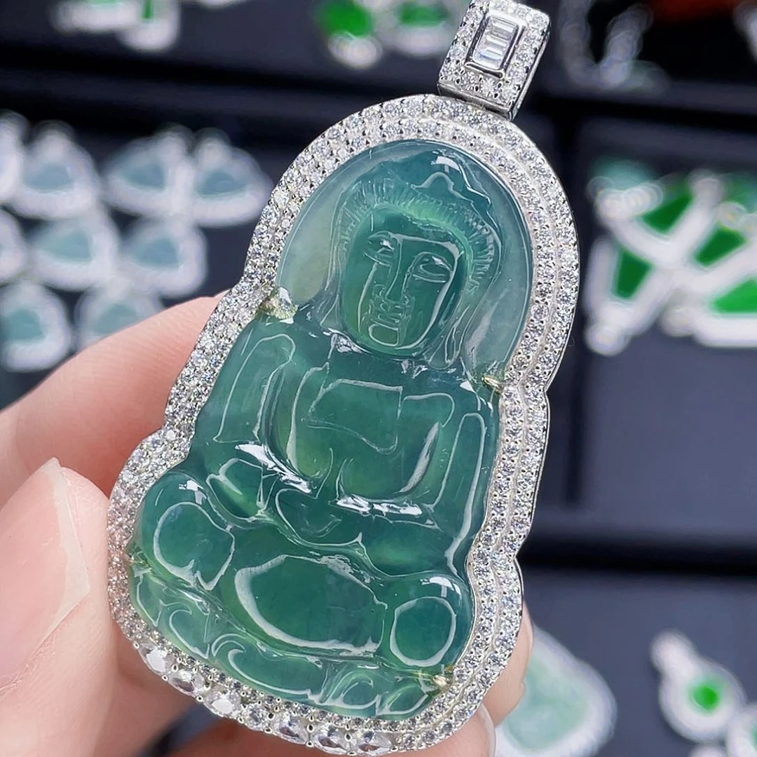 翡翠吊坠(不含链)银S925镶嵌