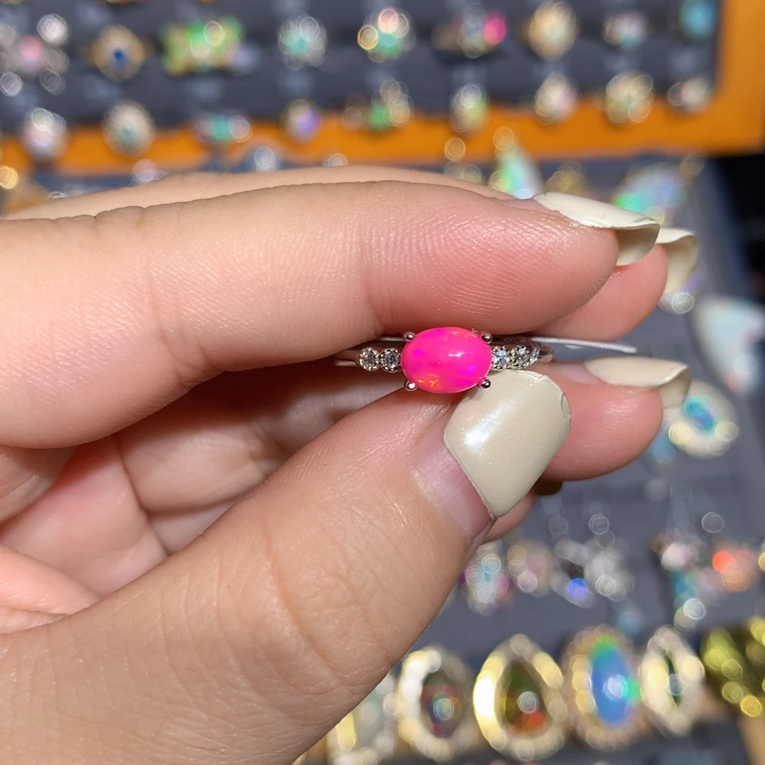 银S925镶嵌欧泊欧泊福利戒指l