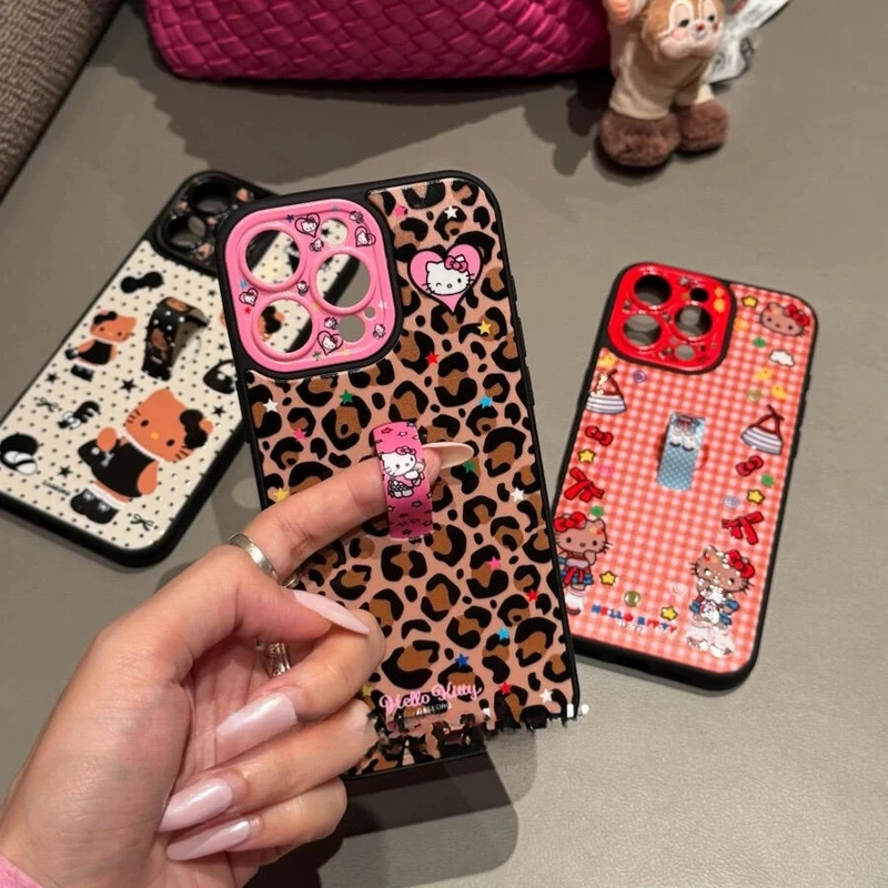 可爱少女kitty猫指环支架适用苹果16promax手机壳15保护套14/13